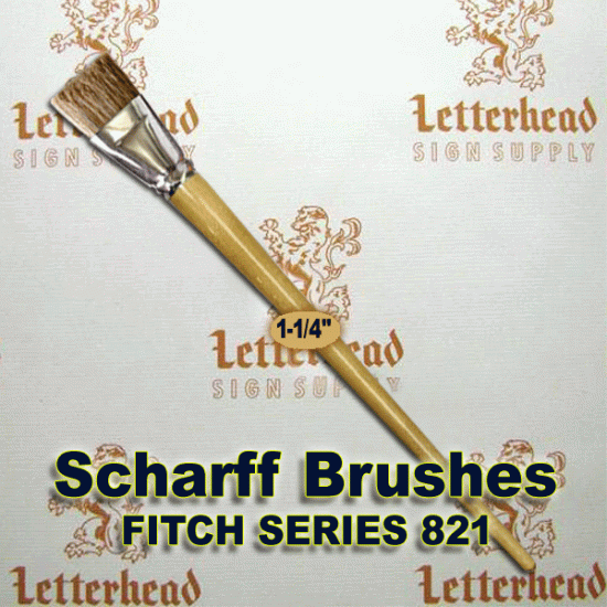 1-1/4" Fitch lettering Brush White Bristle Short Scharff series 821